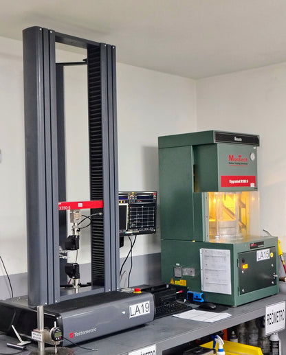 Testing  Compression-Deflection (ASTM D575) machine in a laboratory setting