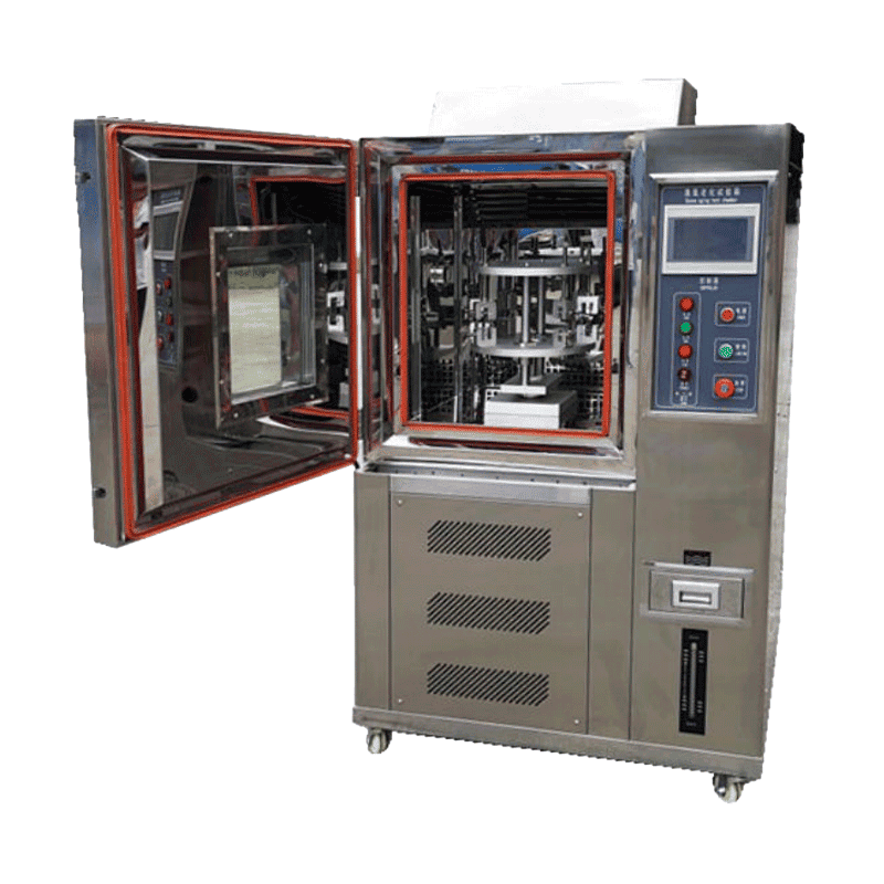 Industrial ozone testing machine with open door on a white background