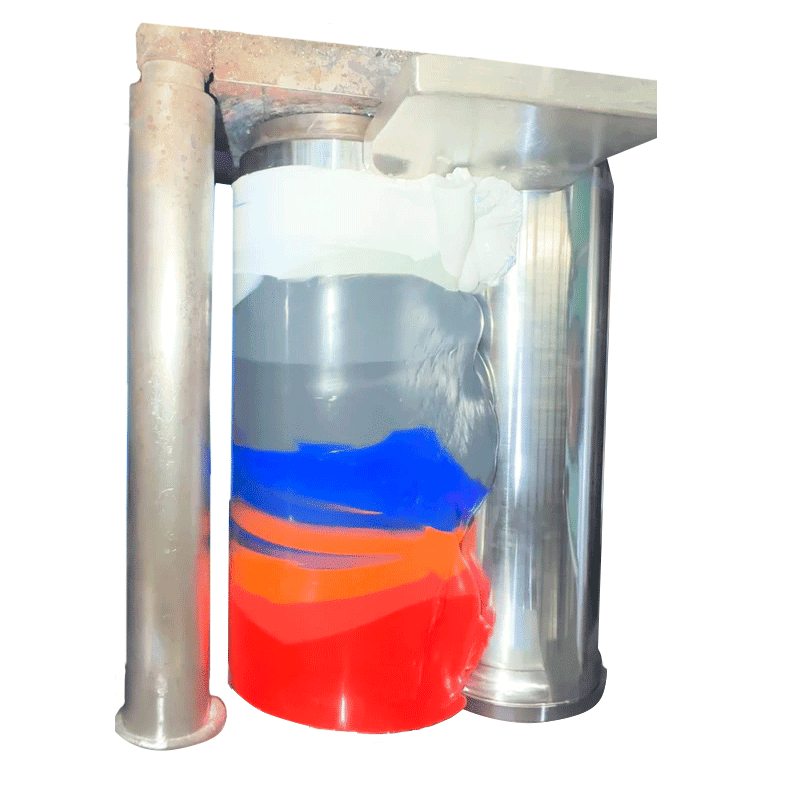 Cylindrical Spectrophotometer for color measurement with red, blue, and clear sections on a white background