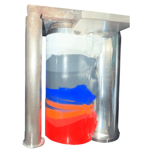 Cylindrical Spectrophotometer for color measurement with red, blue, and clear sections on a white background