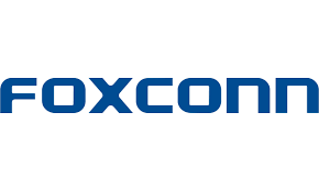 Foxconn logo in blue on a white background-Rubber Mexico client