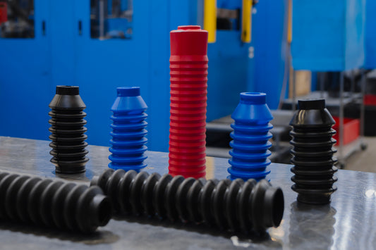 Seven injection products above a metal table